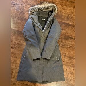The North Face Gray Parka with Faux Fur Hood